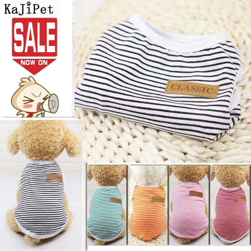 Classic Stripe Dog Shirt Cheap Dog Clothes for Small Dogs Summer Chihuahua Tshirt Cute Puppy Vest Terrier Pet Clothes for Dog
