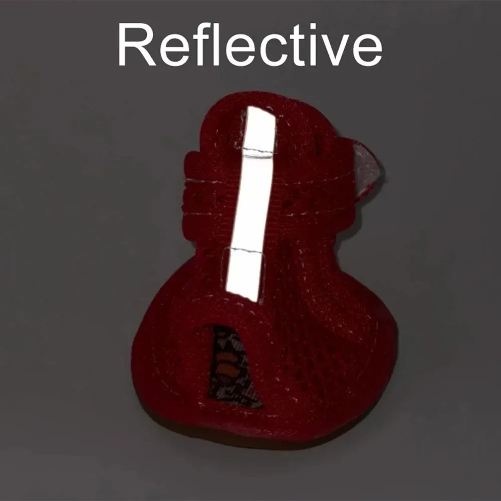 4 Pcs Summer Pet Sandals Rubber Sole Dog Sneakers Reflective Breathable Mesh Dog Shoes for Small Medium Dogs Summer Pet Outfits