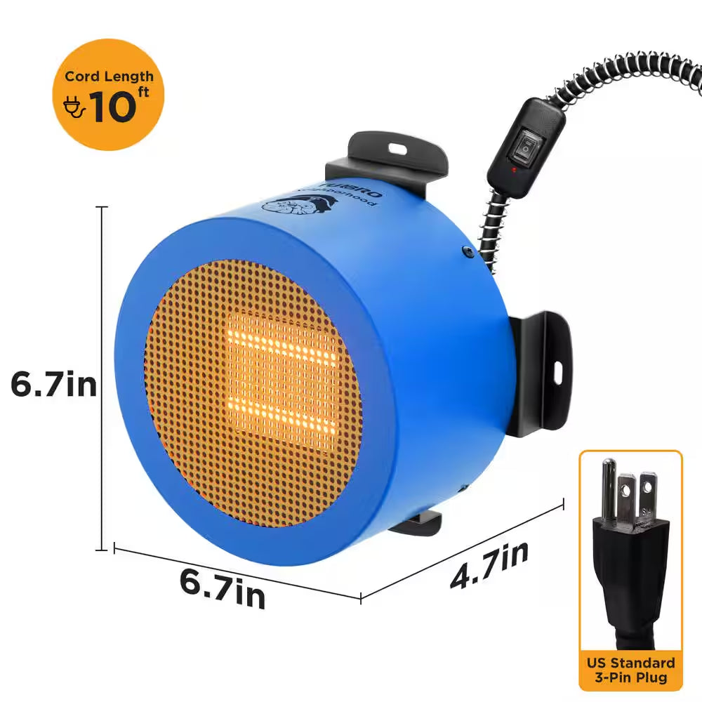 400-Watt 6.7 In. H Electric Ceramic Space Heater Neighborhood Dog House Heater 10 Ft. anti Bite Cord, Waterproof Control