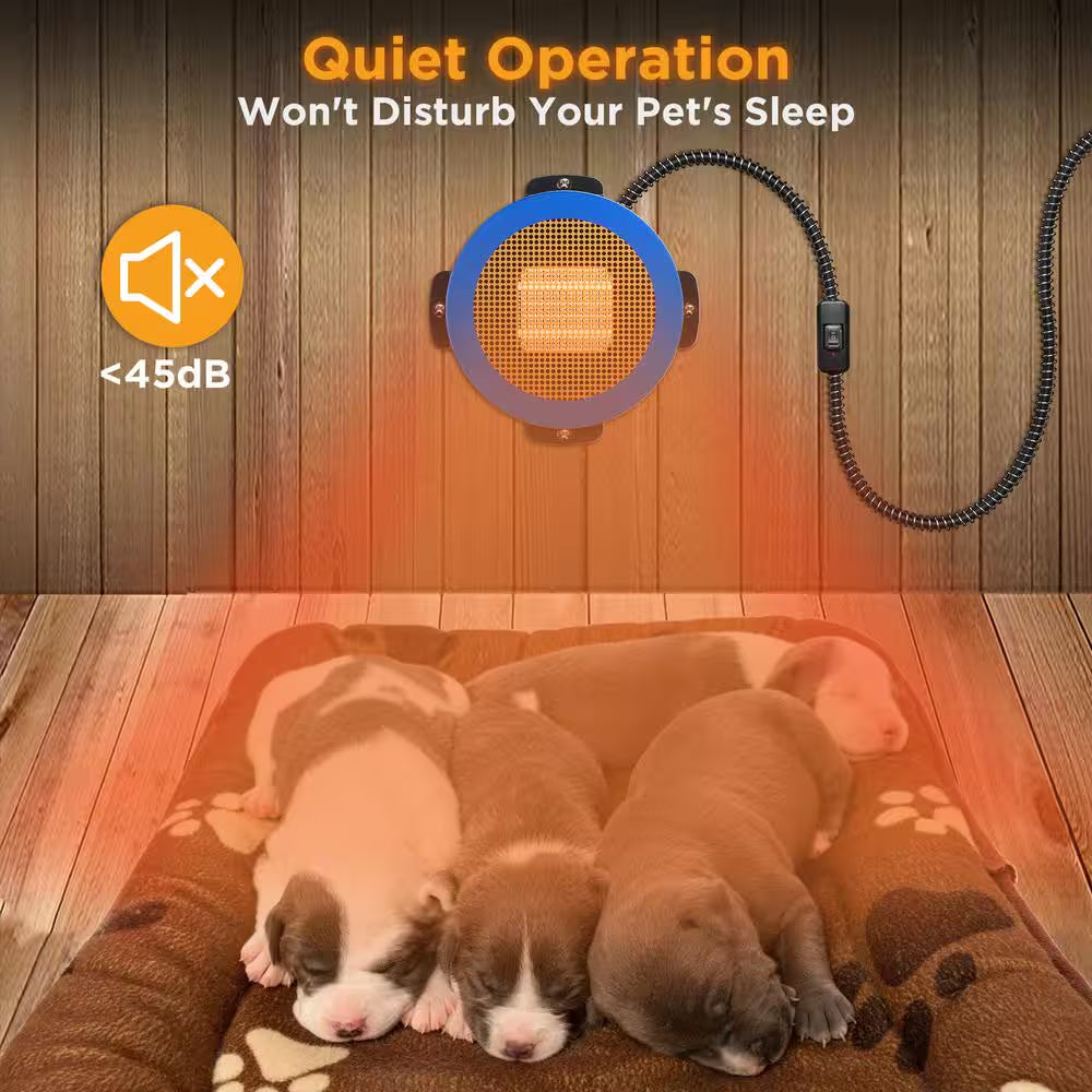 400-Watt 6.7 In. H Electric Ceramic Space Heater Neighborhood Dog House Heater 10 Ft. anti Bite Cord, Waterproof Control
