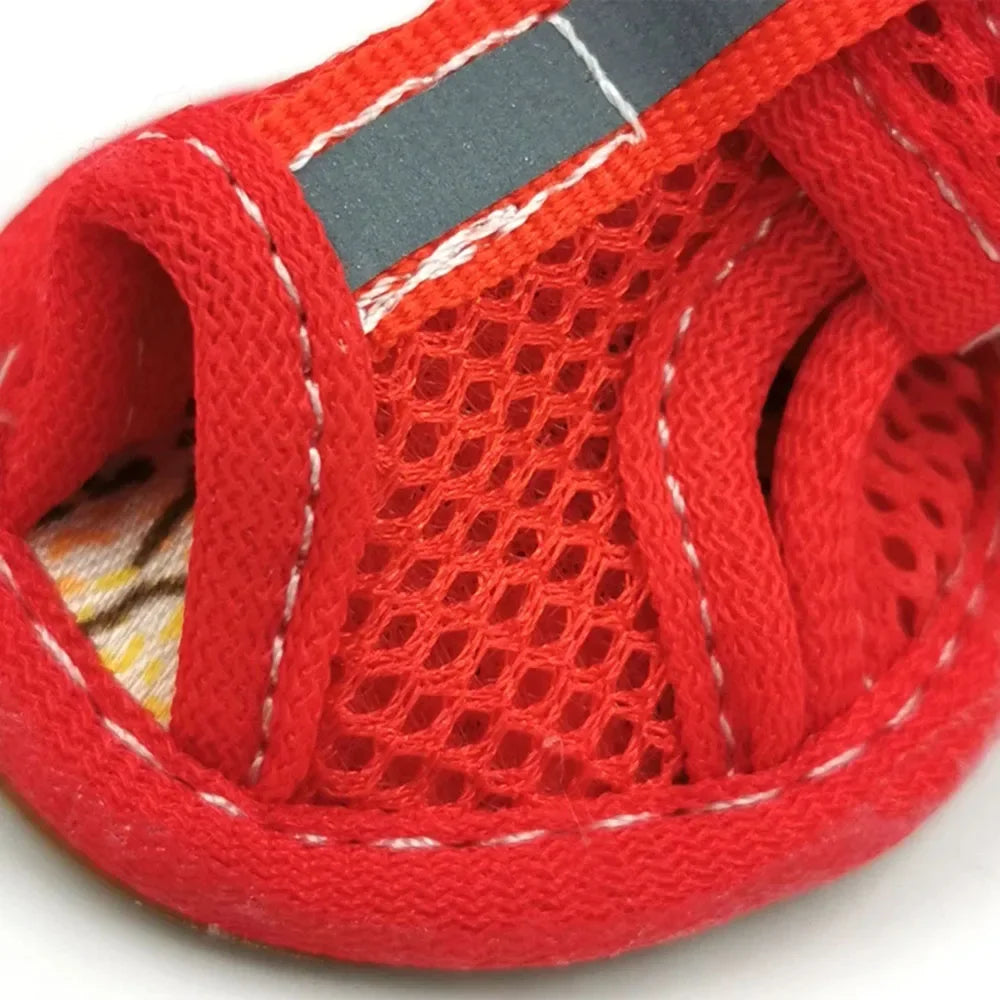 4 Pcs Summer Pet Sandals Rubber Sole Dog Sneakers Reflective Breathable Mesh Dog Shoes for Small Medium Dogs Summer Pet Outfits