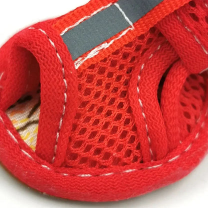 4 Pcs Summer Pet Sandals Rubber Sole Dog Sneakers Reflective Breathable Mesh Dog Shoes for Small Medium Dogs Summer Pet Outfits