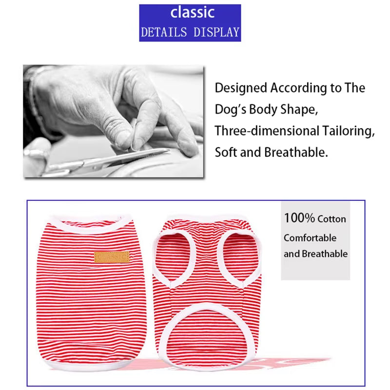 Classic Stripe Dog Shirt Cheap Dog Clothes for Small Dogs Summer Chihuahua Tshirt Cute Puppy Vest Terrier Pet Clothes for Dog