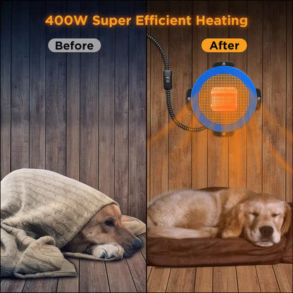 400-Watt 6.7 In. H Electric Ceramic Space Heater Neighborhood Dog House Heater 10 Ft. anti Bite Cord, Waterproof Control