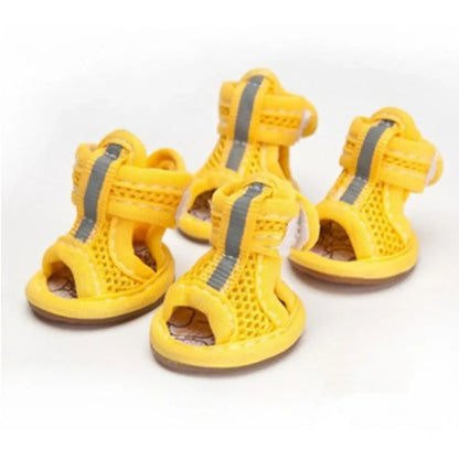 4 Pcs Summer Pet Sandals Rubber Sole Dog Sneakers Reflective Breathable Mesh Dog Shoes for Small Medium Dogs Summer Pet Outfits