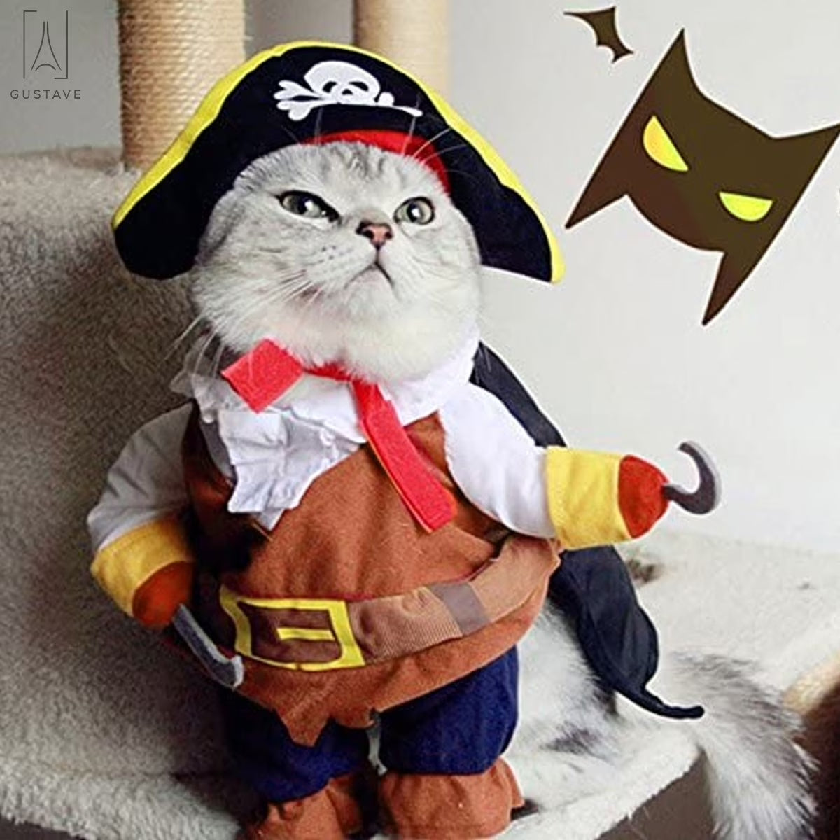 Halloween Dog Cat Costume Suit, Caribbean Pirate Pet Clothes for Small Dogs & Cats Dressing up Party Apparel Clothing "Caribbean Pirate, L"