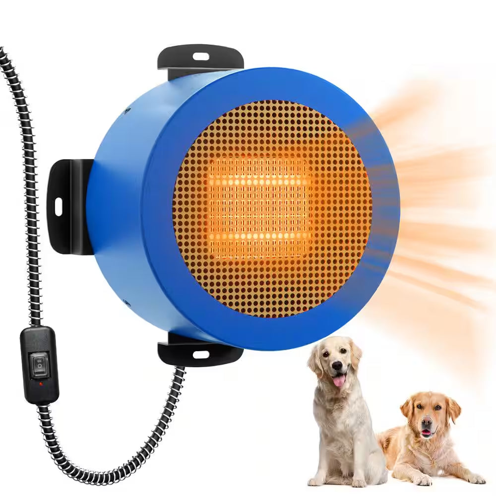 400-Watt 6.7 In. H Electric Ceramic Space Heater Neighborhood Dog House Heater 10 Ft. anti Bite Cord, Waterproof Control
