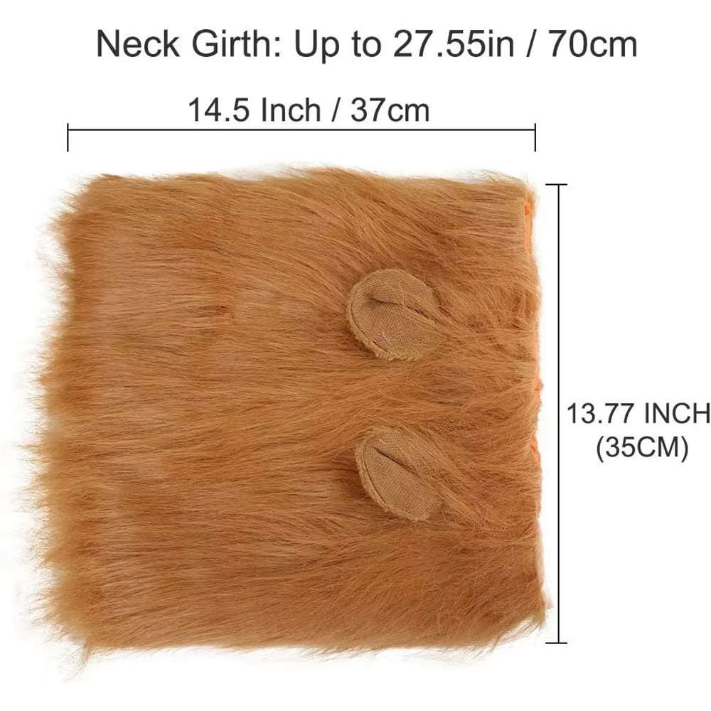 Cute Pet Dog Cosplay Clothes Lion Mane for Dog Costumes Realistic Lion Wig for Medium to Large Dogs with Ear Pet Accessories