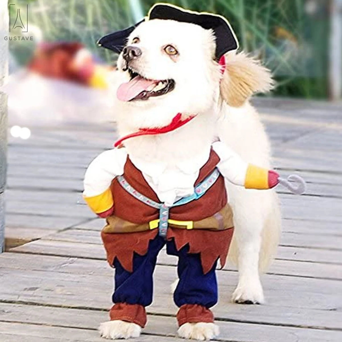 Halloween Dog Cat Costume Suit, Caribbean Pirate Pet Clothes for Small Dogs & Cats Dressing up Party Apparel Clothing "Caribbean Pirate, L"