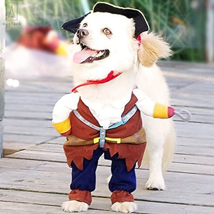 Halloween Dog Cat Costume Suit, Caribbean Pirate Pet Clothes for Small Dogs & Cats Dressing up Party Apparel Clothing "Caribbean Pirate, L"