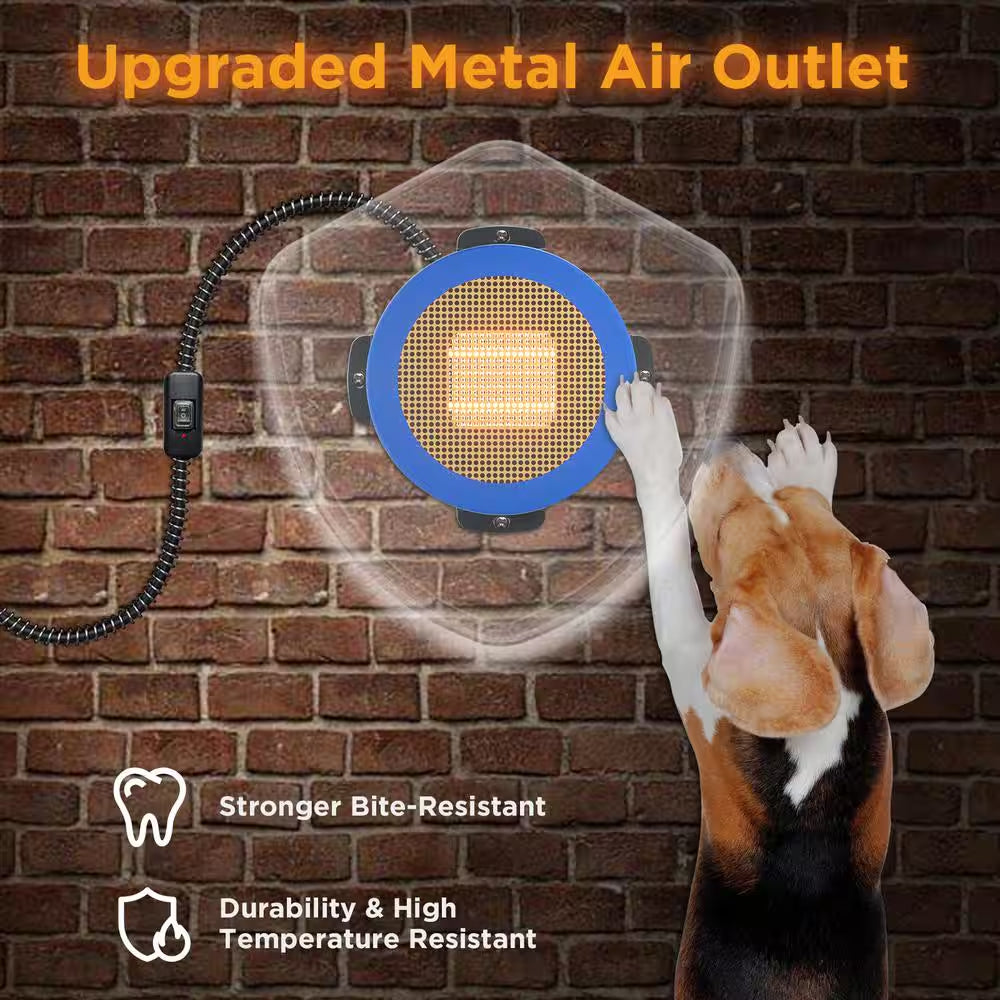 400-Watt 6.7 In. H Electric Ceramic Space Heater Neighborhood Dog House Heater 10 Ft. anti Bite Cord, Waterproof Control